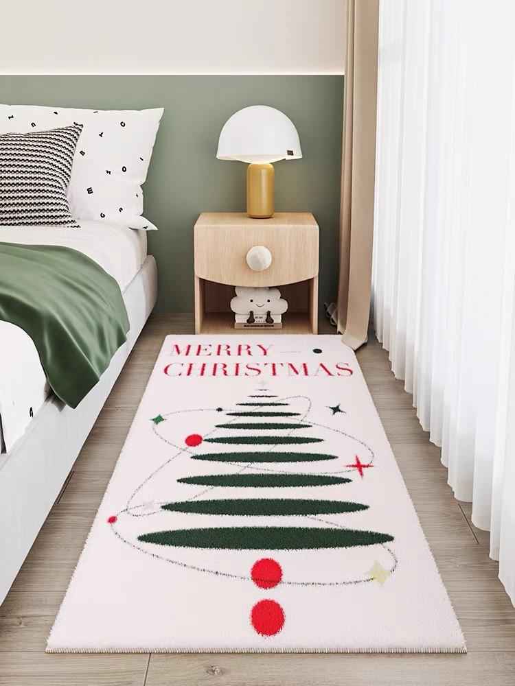 

Рождественский коврик для спальни, теплый плюшевый, милый, мультяшный, имитация кашемира, ковер для украшения комнаты в канун Рождества 60x160cm
