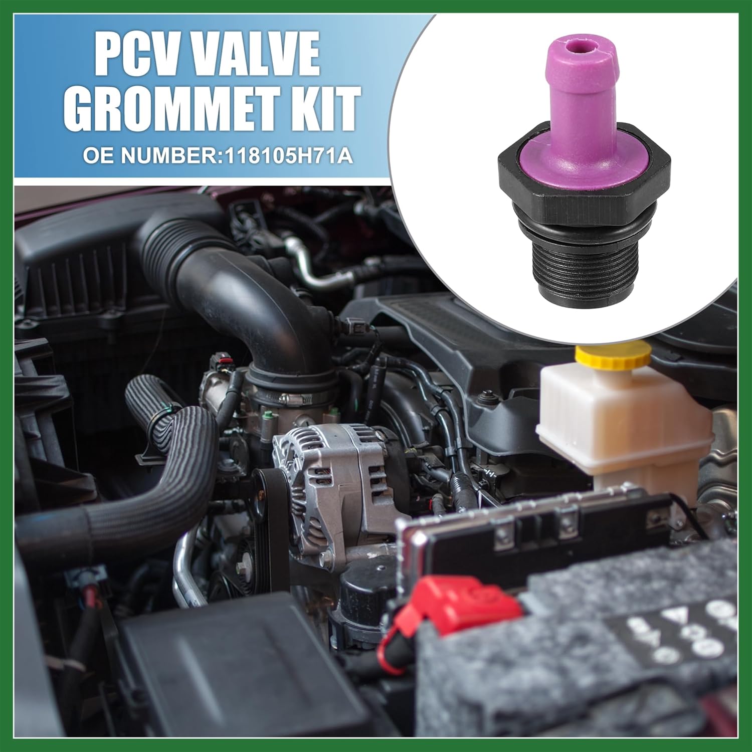 Guarnizione Valvola PCV Motoforti Raccordi Ventilazione Positiva Carter Scarico No.118105H71A per Nissan Versa Kicks Viola e Nero Lunga Durata