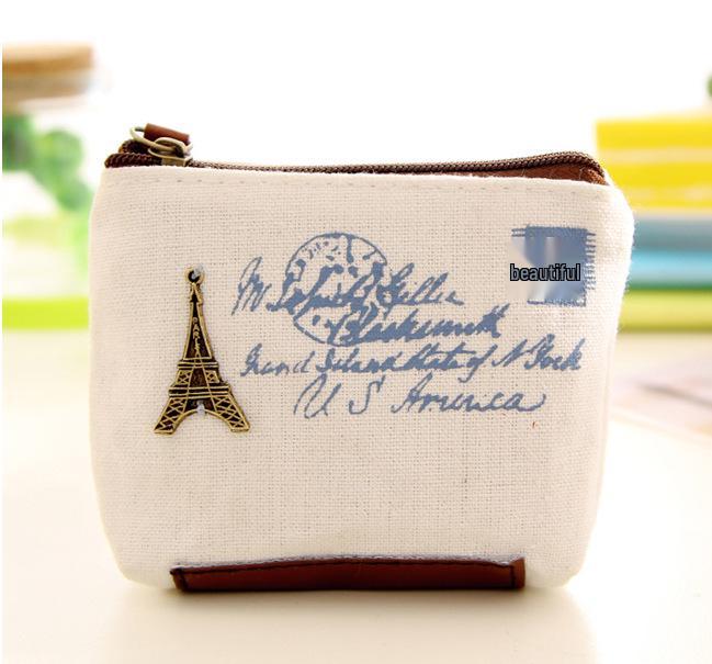 Korean Style Retro Canvas Zipper Coin Purse for Women
