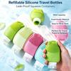 Silicone Travel Refillable Bottles with Cleansing Brush, 3.04oz Leak Proof Squeeze Travel Dispenser Bottles, Portable Containers