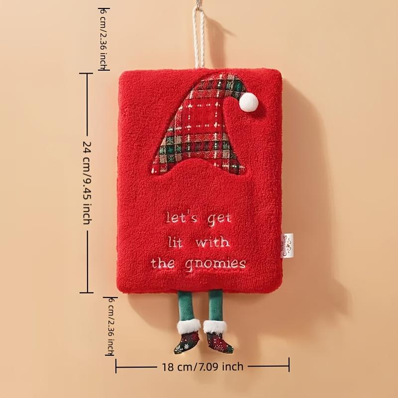 2 Stück Festliche Weihnachtshandtücher Dickes Korallenfleece, Schnell trocknende Handtücher mit Wichtel-Weihnachtsmann-Designs, Perfekt für Küchen-Badezimmer-Dekor, Badezimmerdekor