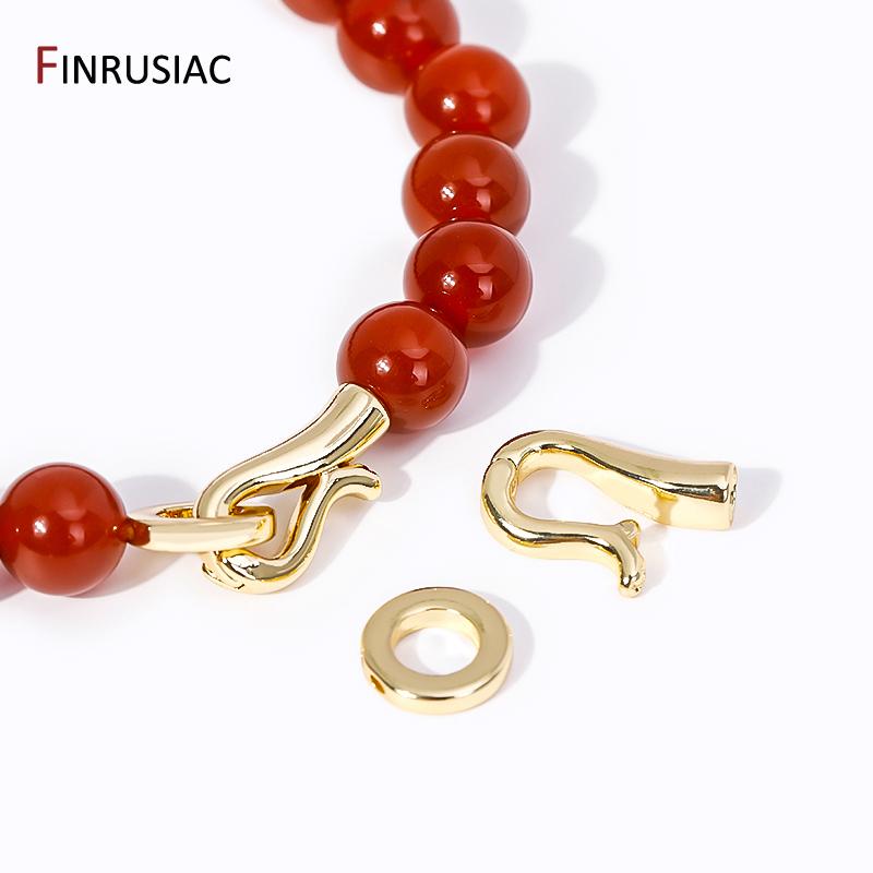 18K Gold Plated Brass Pearl Clasp Connector Beads End Caps Fastener Clasps For DIY Handmade Bracelet Jewelry Making Findings