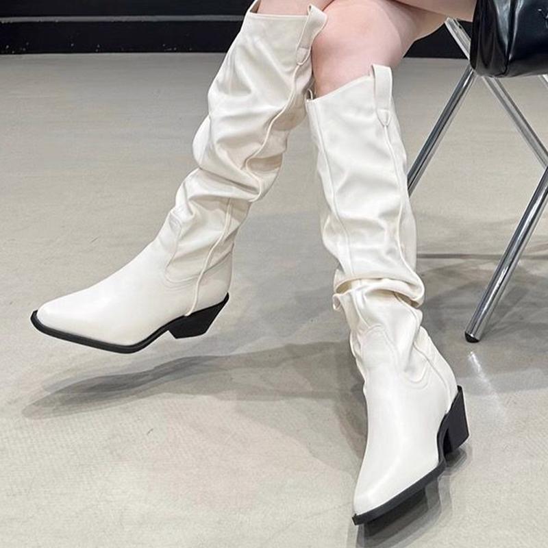 Fashion High Boots for Women Suede Pointed Toe Designer Shoes Mid Heels Fashion Pumps 2025 Winter New Chelsea Boots Femme Zapatillas