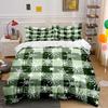Green Plaid Snowflake Pattern Bedding Set Bedding set (1 duvet cover, 2 pillowcases, duvet not included)
