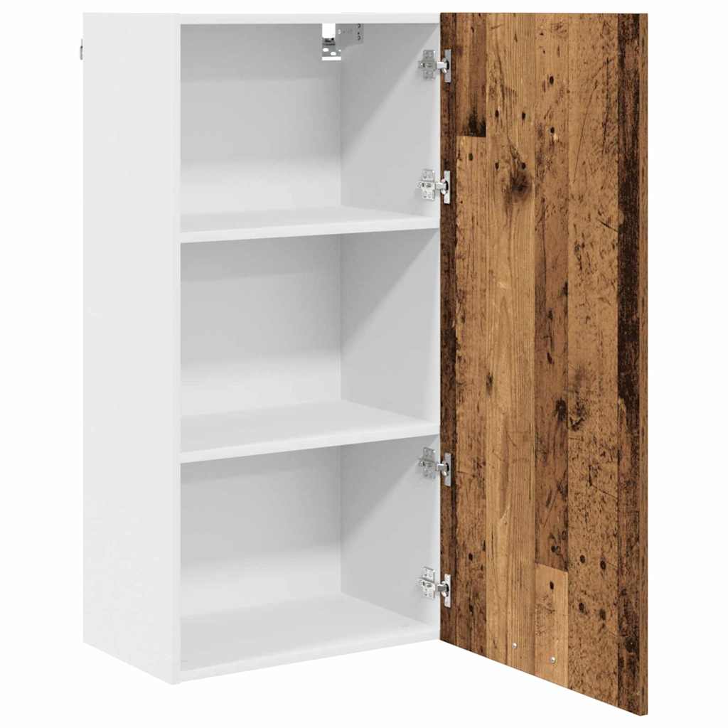 Hanging Cabinet In Vintage Wood and White 50 X 31 X 100 Cm Engineered Wood