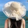 French-style flat-top straw hat for women, summer Korean versatile outdoor seaside beach hat, makes the face look smaller, sun protection sun hat