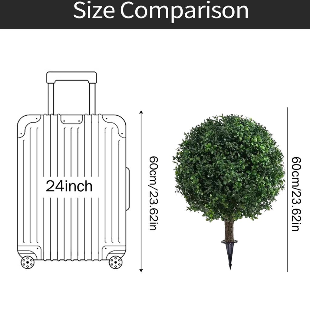 Artificial Topiary Ball Plant with Ground Stake Realistic Plastic Leaves Durable Outdoor Decorative Garden Ornament for Lawn Patio