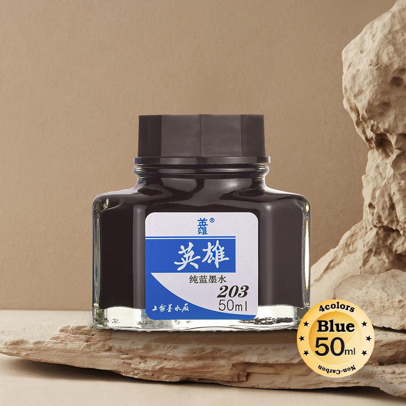 Advanced 4 Colors Non-Carbon 50ml Bottle Fountain Pen Ink,Black,Blue,Red,Dark Blue,Non-Erasable,Office And School Supplies