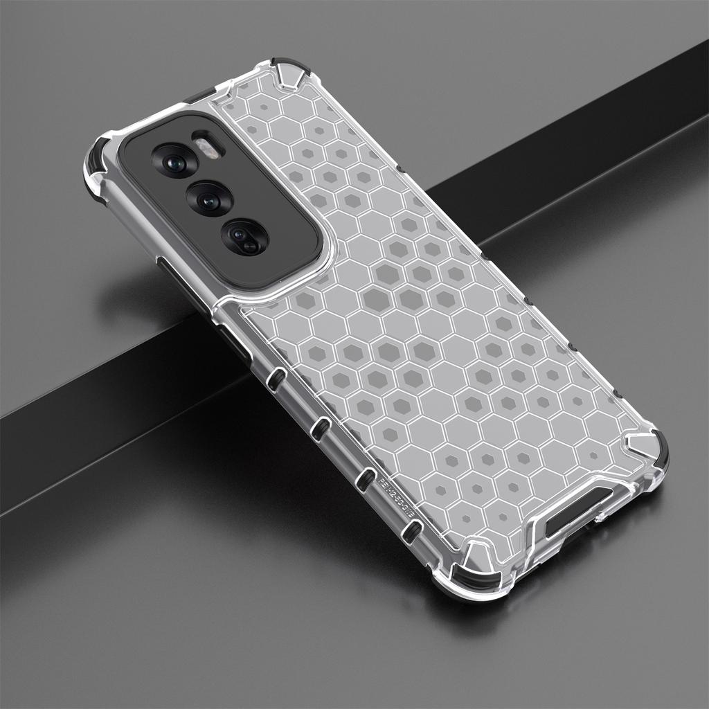 For Oppo Reno12 5G (Global) Case PC+TPU Phone Cover Honeycomb Shape Cushioning Shockproof