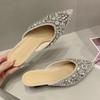 Luxury Rhinestone Sandals Women Slingback Slippers Female Fashions Low Heel Flip-flops Shiny Pointed Pumps Women Mules Slippers