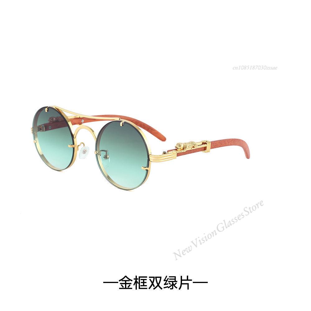 Retro Punk Round Sunglasses For Men Women Fashion Double Bridge Multi Color UV Protection Driving Travel