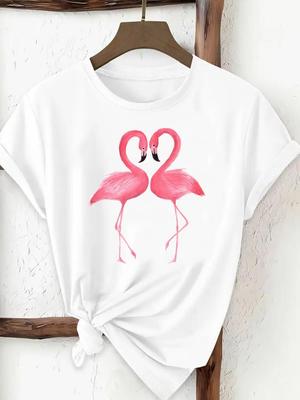 (Taille asiatique) Vêtements pour femmes T-shirt tendance dessin animé mignon Femme Impression sur T-shirt Haut Mode Féminin Manches Courtes T-shirts Graphiques