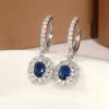 925 Sterling Silver Drop Earrings Blue CZ Inlay Fashion Jewelry Dangle Earrings for Ladies Party Wedding Anniversary