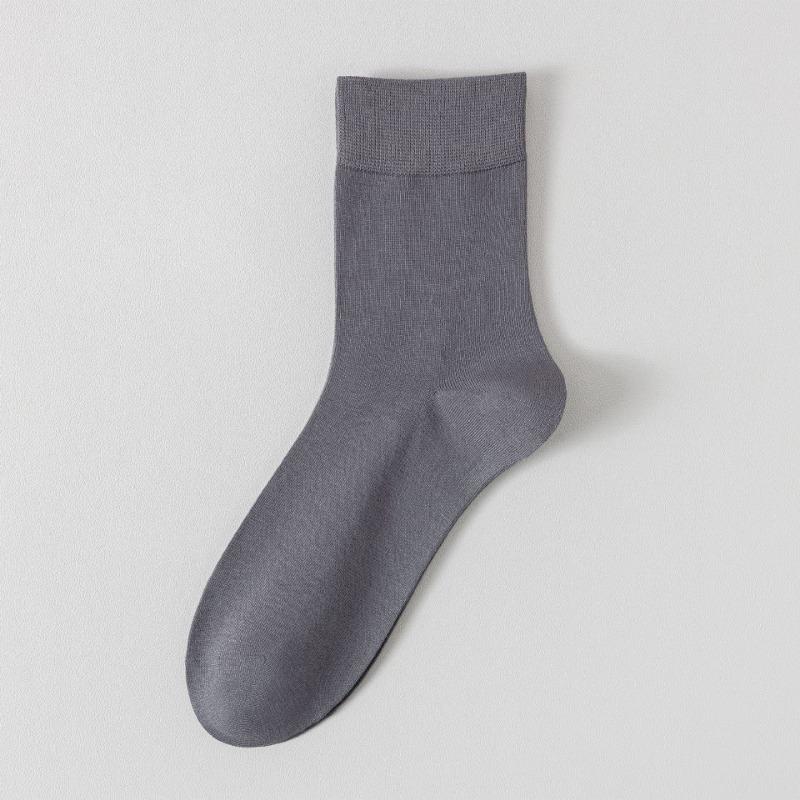 5 Pairs of Cool Bamboo Fibre Socks Men's Breathable Sweat Anti-bacterial Anti-bacterial Spring and Summer Thin Mid-calf Boneless Socks