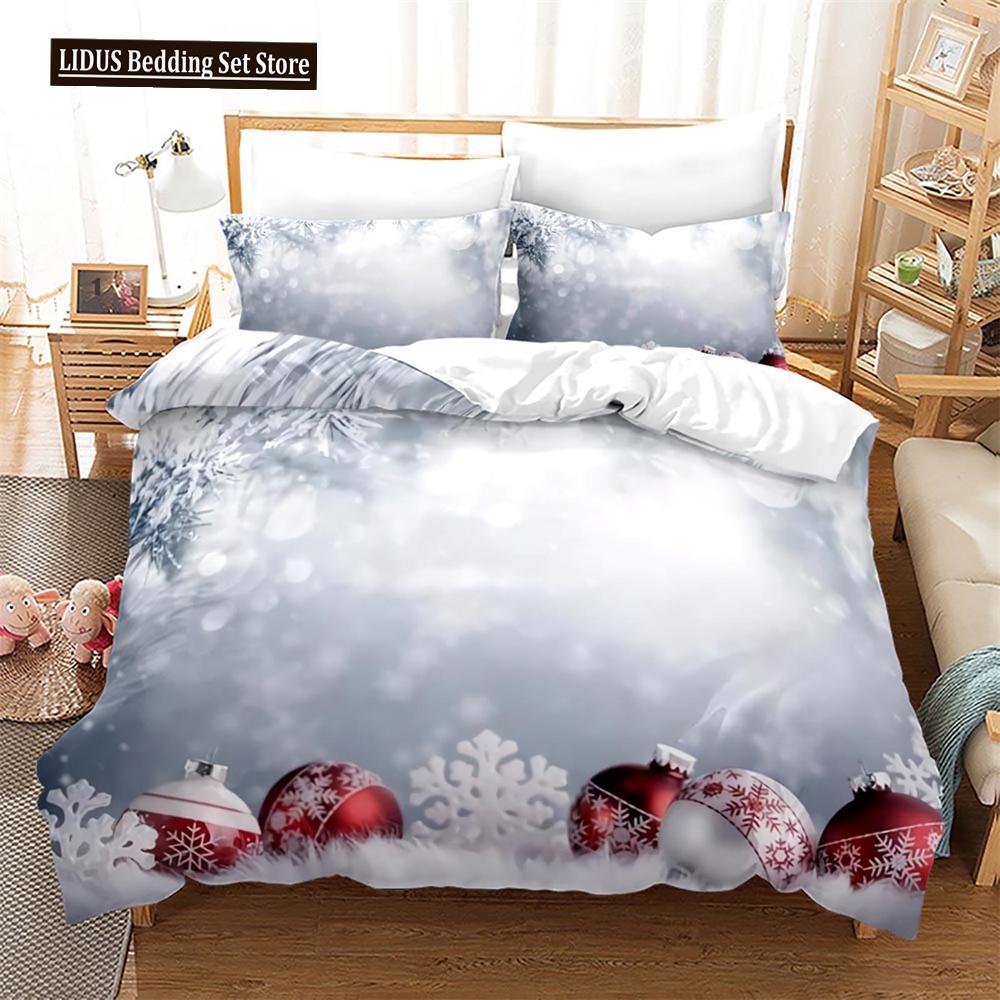 Weihnachts-Bettbezug-Set King Queen Full Size Winterthema Schneemann-Muster Polyester Bettdeckenbezug für Kind Festivalgeschenk