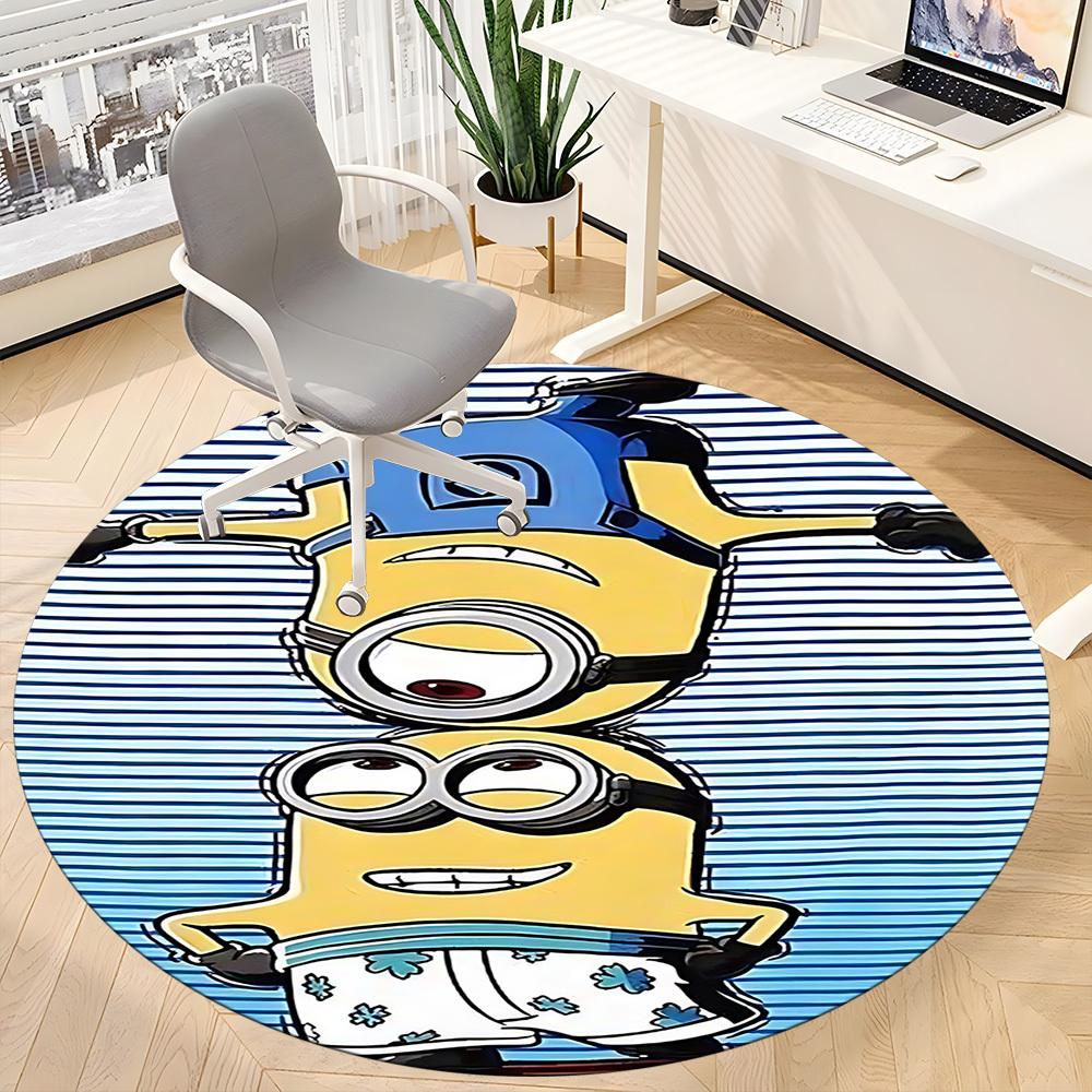 1PC Minion Pattern Office Round Area Rug, Indoor Mat Suitable For Office, Under Office Chairs Bedroom Living Room Home Decor DT1212031