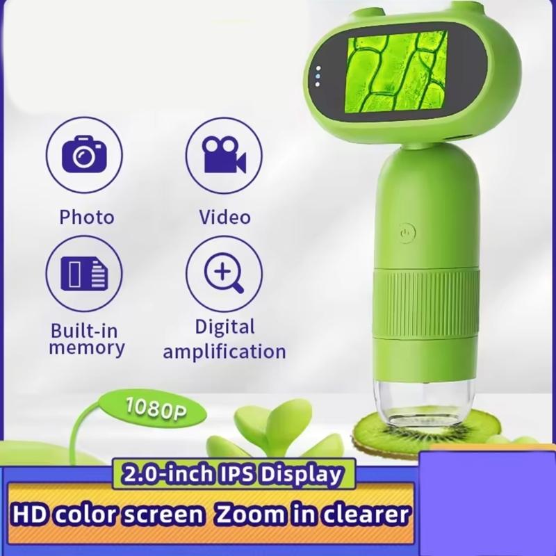 Children Handheld Microscope 1000X Zoom 2MP Sensors Camera Ergonomic Design Lightweight Microscope for Easy Carrying