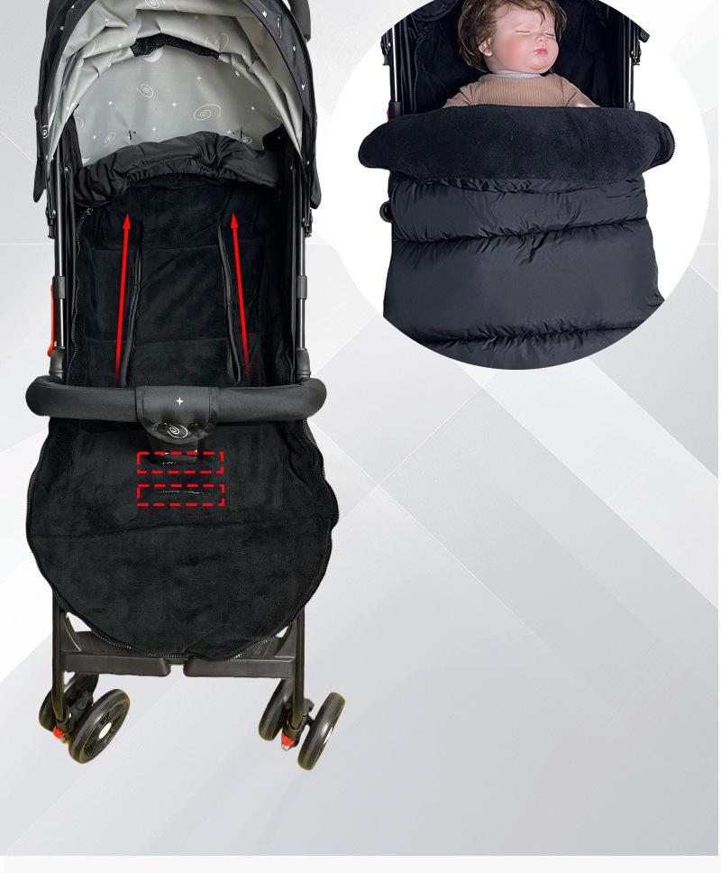 Warm Waterproof Baby Sleeping Bag for Stroller - Winter Footmuff, Thickened, Kick-Proof, Windproof, Cold-Resistant for Outdoor Use