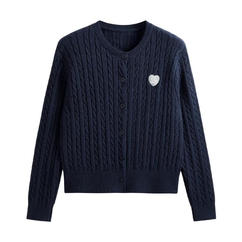 

Темно-синие кардиганы в стиле преппи с длинными рукавами и вышивкой в виде сердца, женские свитера, пальто, топы, корейская мода XXL темно-синий