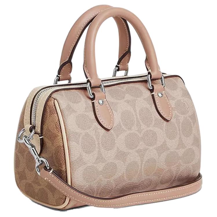 Coach Rowan 18 Brand Logo Detachable Shoulder Strap Boston Bag Women handbag Milk-Tea CW330-SVXCU