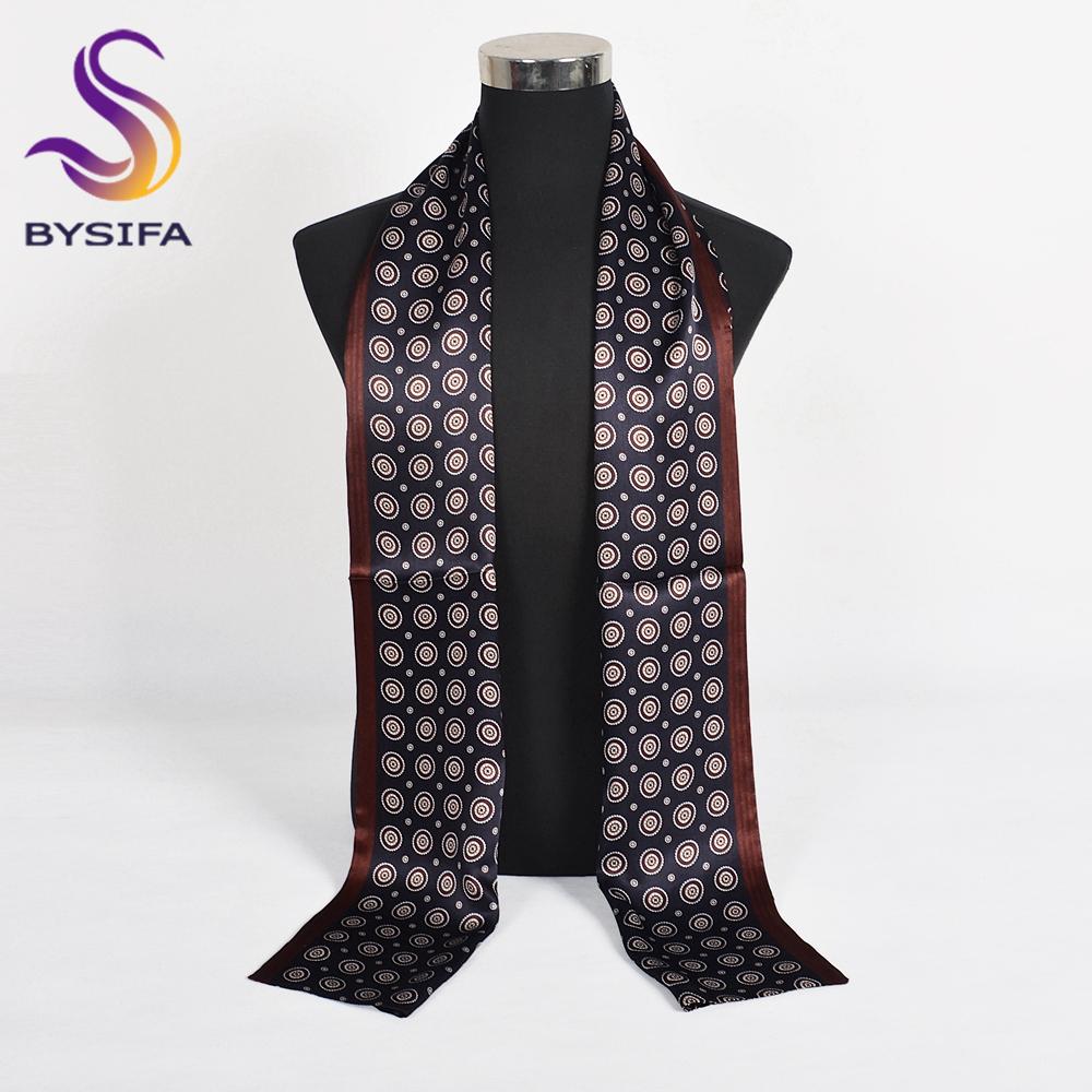 

BYSIFA|Синий шелковый галстук-шарф Модный новый джентльменский 100% шелк тутового дерева Мужские длинные шарфы Круглый дизайн Мягкий длинный шарф 160*26см