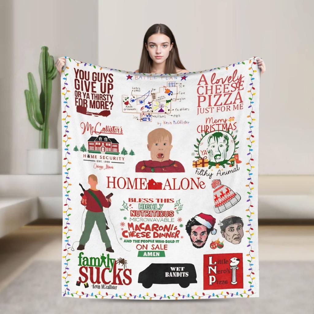 Home Alone Kevin Comedy Wool Fashion Blanket Xmas Merry Christmas Funny Throw Fashion Blanket for Home 125*100cm Super Soft