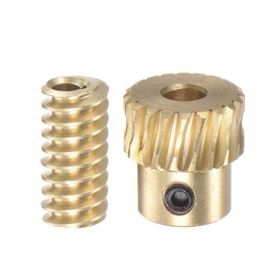 Brass Worm Gear Reduction Bore Drive Gearbox Wheel Shaft Kit for Small Motors Set, 0.5 Coefficient, 20T, 201 Ratio, 3.175mm Diameter,