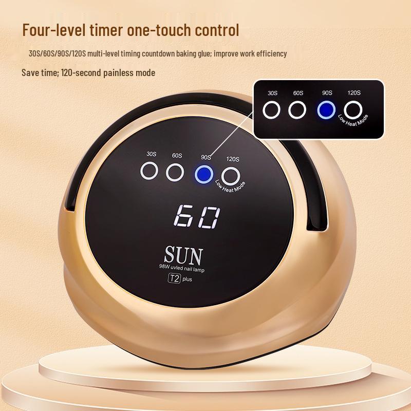 

T2PLUS Portable High-Power Red Light Gel Nail Dryer Lamp - Gold