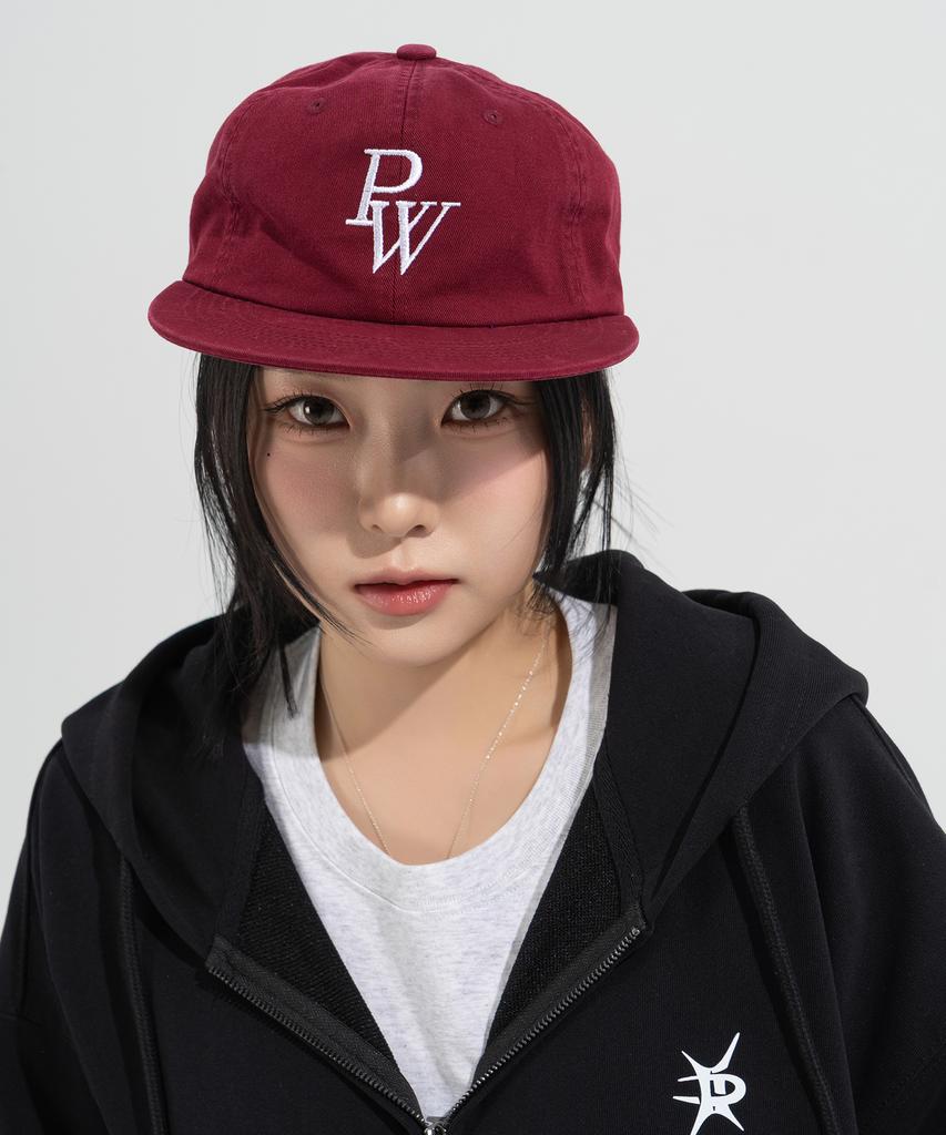 Peijeuhwaiteu Pw Logo Washed Flat Visor Cap (Burgundy)