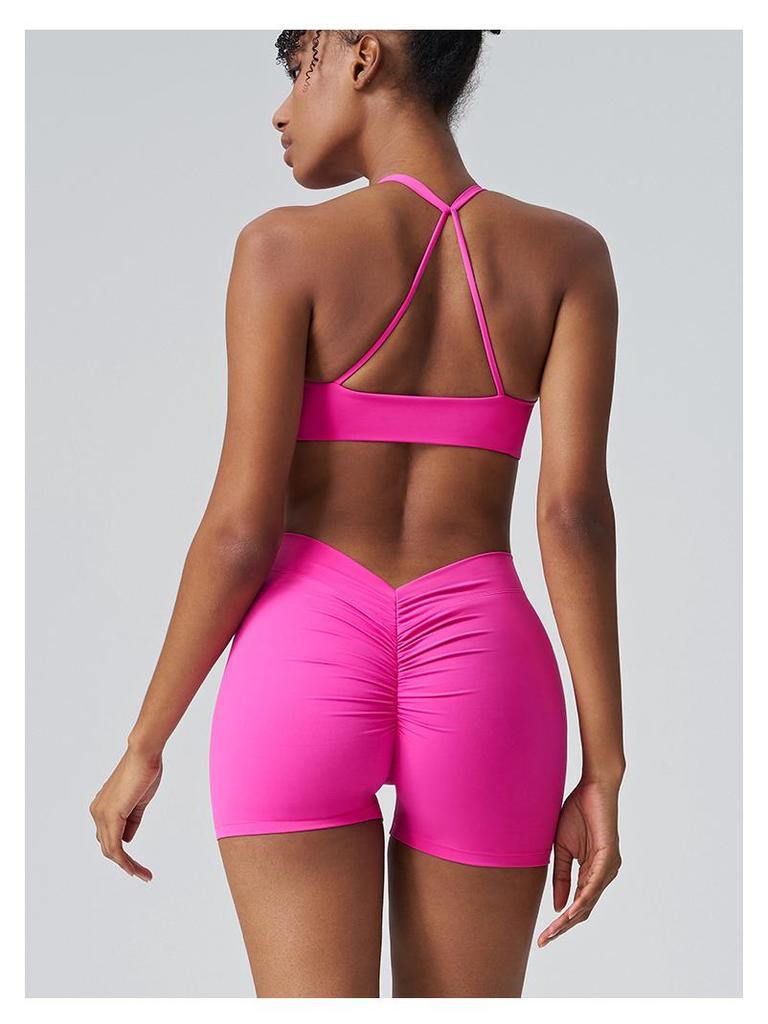 Wharton Women's Quick-Dry Sports Running Shorts - Breathable, V-Waist, Peach Hip Design
