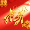 Phoenix Dance Gold-Plated Earrings for Women - Chinese Style Bridal Wedding Earrings