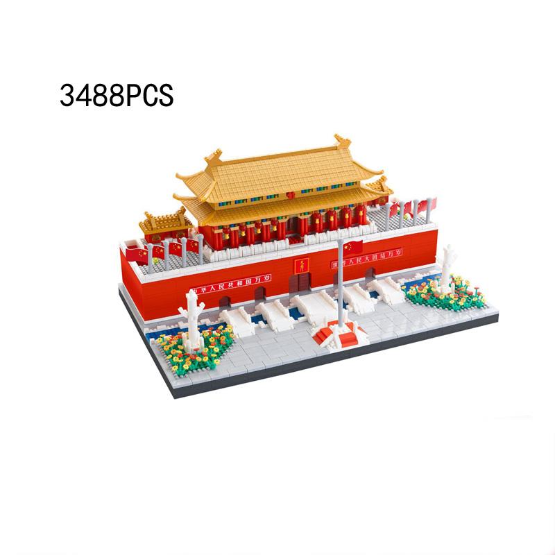 World Famous Historical Architecture Tiananmen Micro Diamond Block China Beijing Tianan Men Model Brick Nanobrick Toy Collection