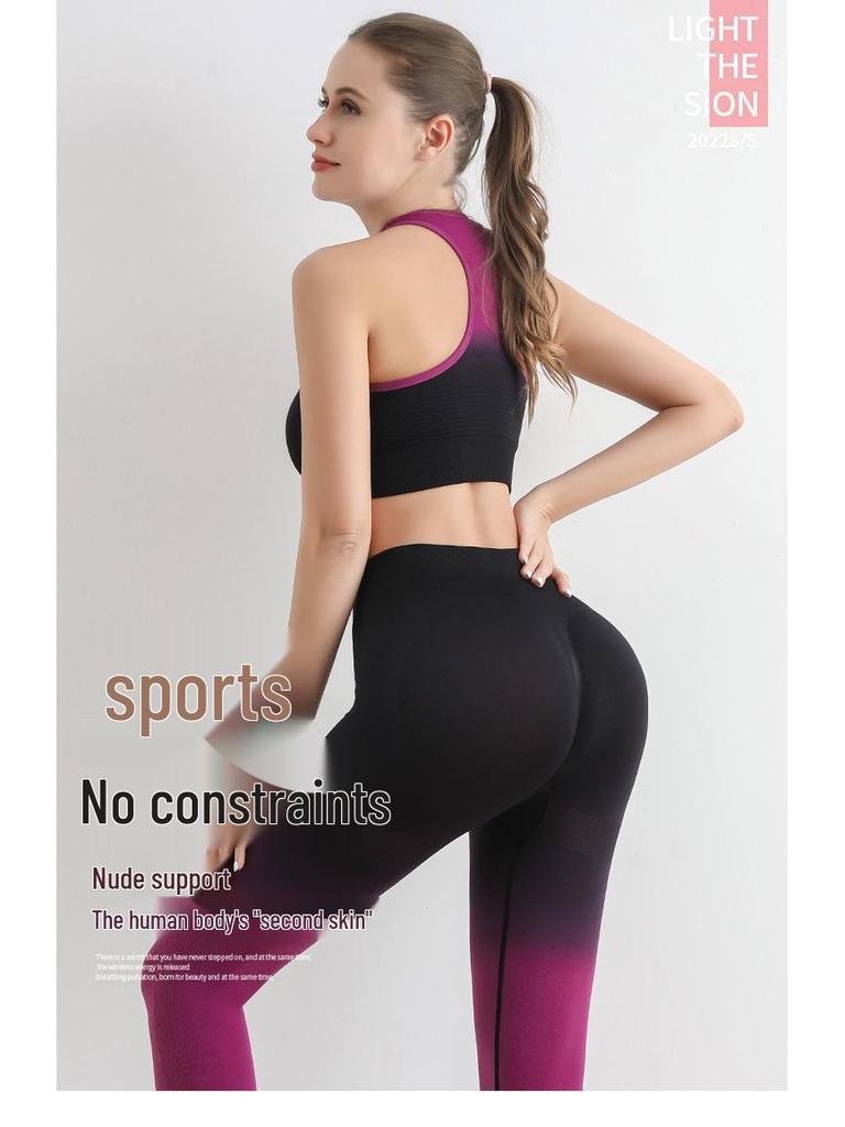 Summer Gradient High-Waist Yoga Leggings: Butt-Lifting, Tight-Fit Sports Training Pants