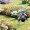 2D Flat Design Blue Bird Garden Figurine Umbrella Decor Acrylic Yard Ornament Garden Stake