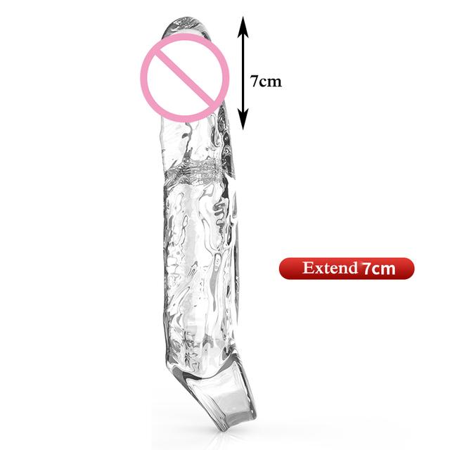 Przezroczysty Penis Extend Sleeve Wielokrotnego użytku prezerwatywy Dildo Enhancer Opóźnienie wytrysku Pierścienie na penisa Dysza Zabawki erotyczne dla mężczyzn