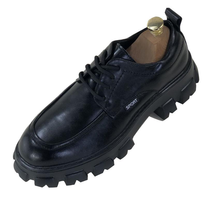 

Boys casual white shoes versatile business cowhide shoes high heel lace-up light sole wear-resistant non-slip youth men s white shoes 44 чёрный