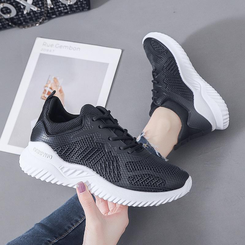 Korean Style Women's Flyknit Running Shoes - Autumn 2023 Versatile Casual White Sneakers