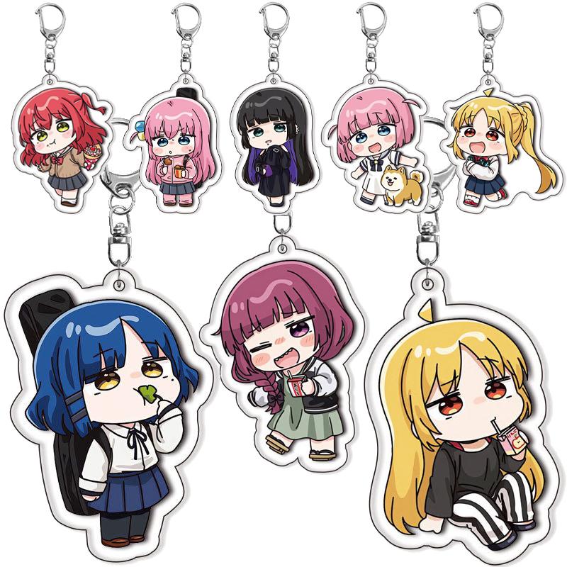 Chic Studio Unisex Anime Cartoon Bocchi The Rock Gotoh Hitori Ijichi Nijika Yamada Ryo Cute Acrylic Car Keychain Ornaments Girls Keyring Gifts Toys