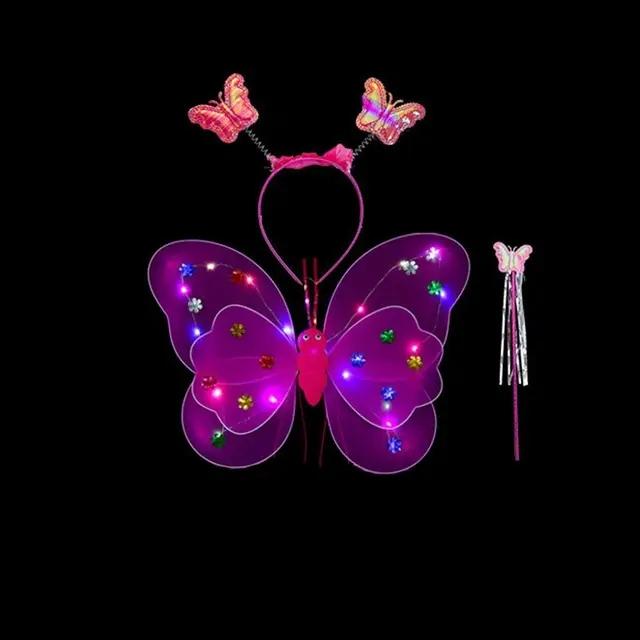 LED Children Costume Props Girls Skirt Flashing Lights Butterfly Skirt Suit Angel Luminous Wings Butterfly Wings Fancy Dress Set