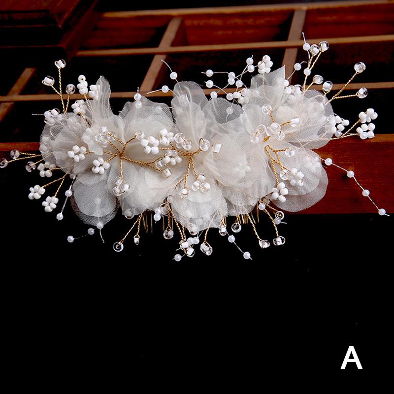 

Wedding Hair Accessories Flower Hair Clips For Women Fashion Crystal Bride Headdress Hairpin Faux Pearl Hair Combs Girls Jewelry A