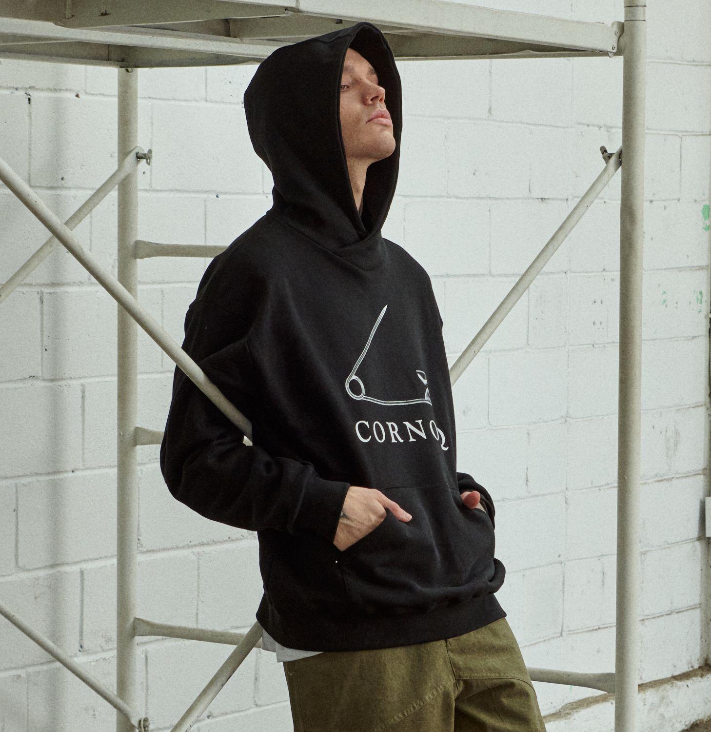 Cornoc Pin Logo Hoodie - Black Black/L