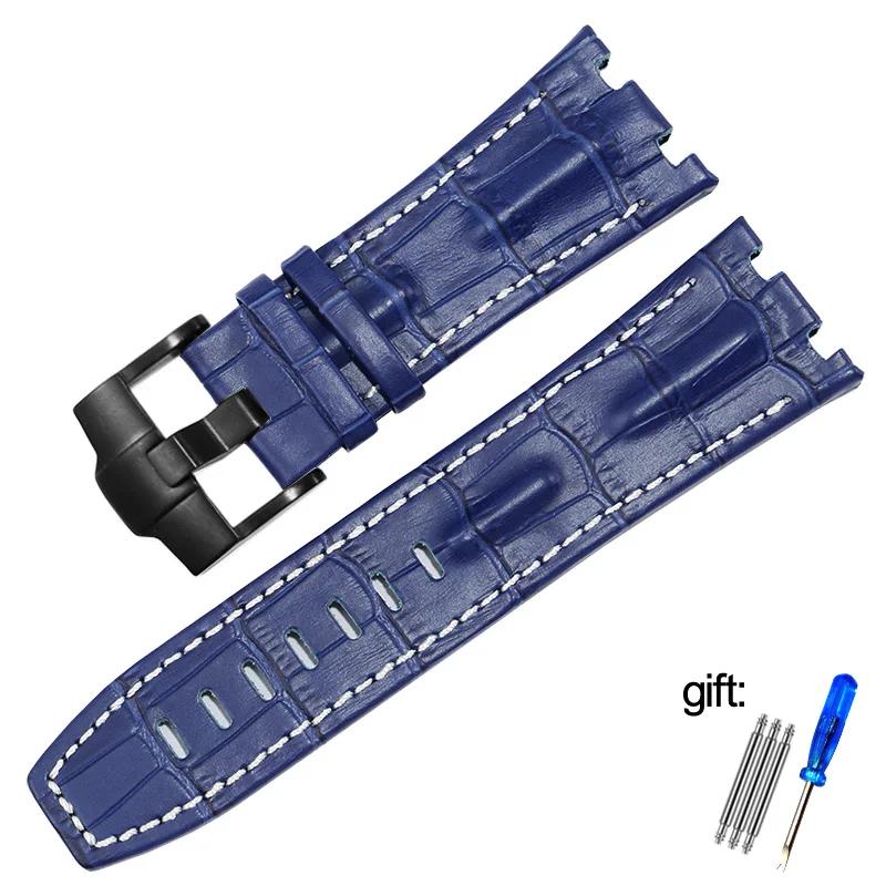 Genuine Leather watch Strap For AP  15703 Royal Oak Offshore Series 28mm Black Brown Blue Watchbands accessories men