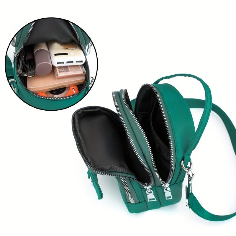 Lightweight Nylon Women's Messenger Bag - Casual Mini Handbag with Multi-Zipper Compartments, Detachable Adjustable Shoulder Strap & Front Pocket
