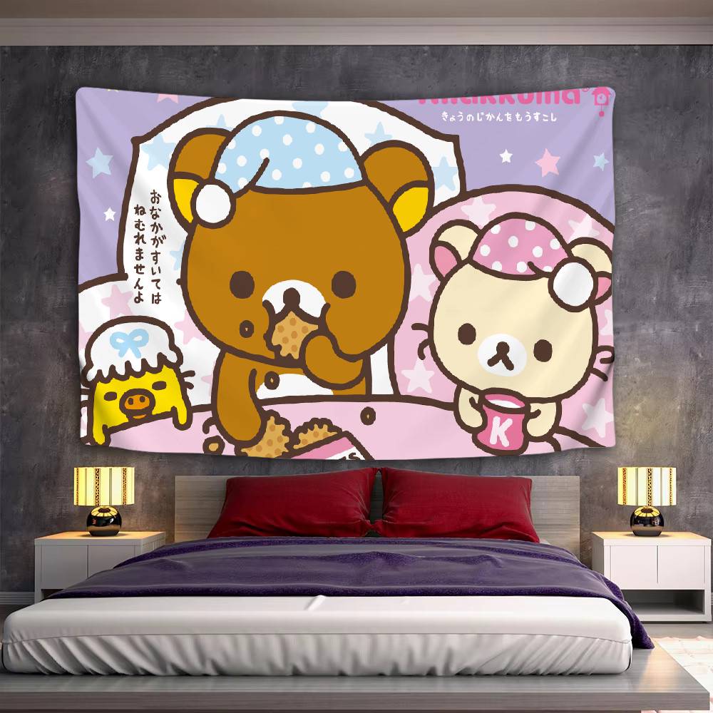 Cute RRilakkuma Tapestry Wall Hanging Tapestry Art Deco Blanket Curtain Hanging At Home Bedroom Living Room Decor