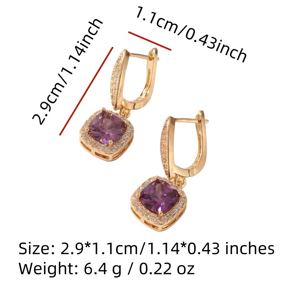1 Paar modische quadratische baumelnde Ohrringe für Frauen, Zirkonia, Schmuck für den täglichen Gebrauch, Hochzeits- und Party-Accessoires