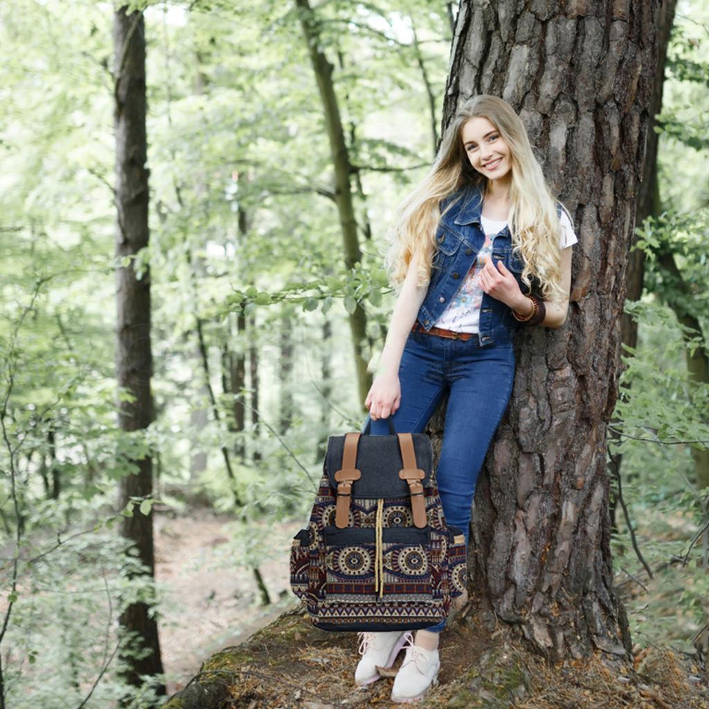 Rucsac Vintinge Canvas Femei Rucsac Etnic Rucsac Boem