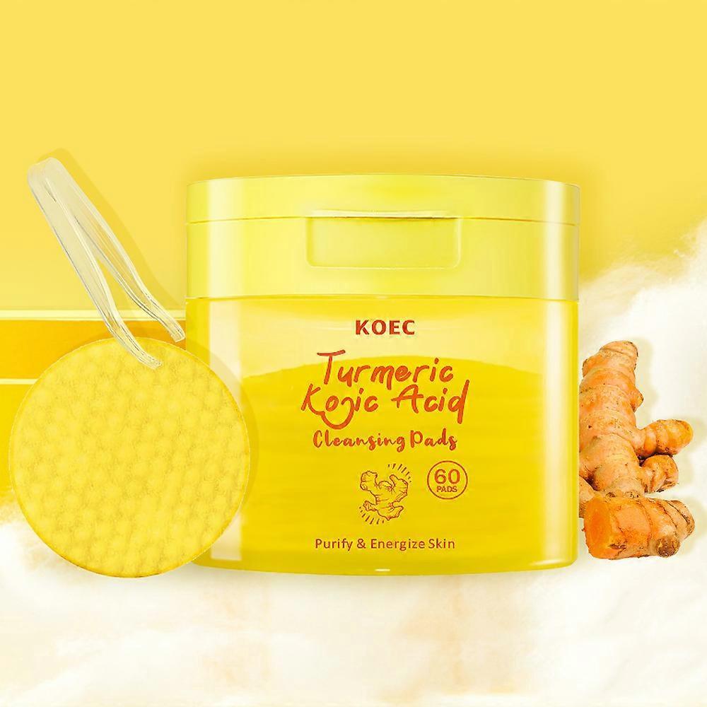 60 Pads Kojic Acid and Turmeric Cleansing Pads for Dark Spots and Uneven Skin Tone, Brightening and Exfoliating Face Pads with Natural Ingredients, An
