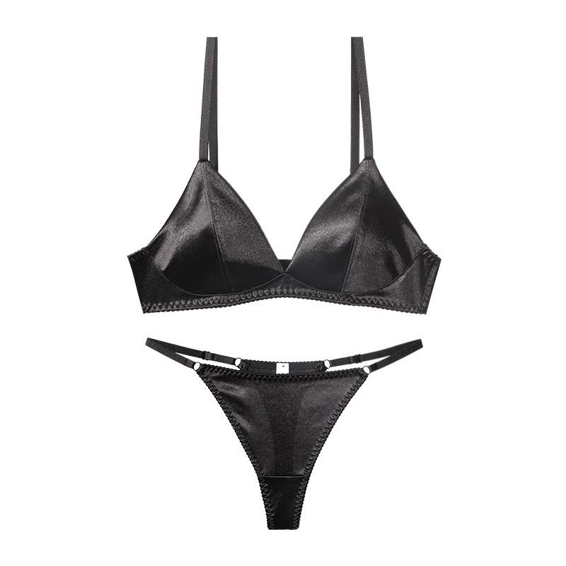 

Французский комплект нижнего белья для женщин, сексуальный бюстгальтер с глубоким V-образным вырезом и леопардовым принтом, бесшовный комплект нижнего белья из ледяного шелка, высококачественный бюстгальтер и стринги XL чёрный