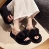 Rabbit ears fluffy slippers women wear ins tide 2025 autumn and winter new Internet celebrity thick bottom cotton mop home one-word mop