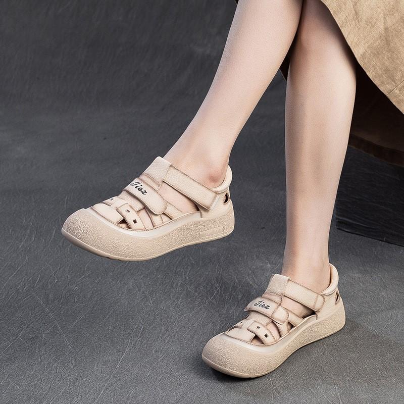 Johnature Comfortable Soft Sole Hollow-out Breathable Genuine Leather Leisure Sandals Versatile Women's Shoes